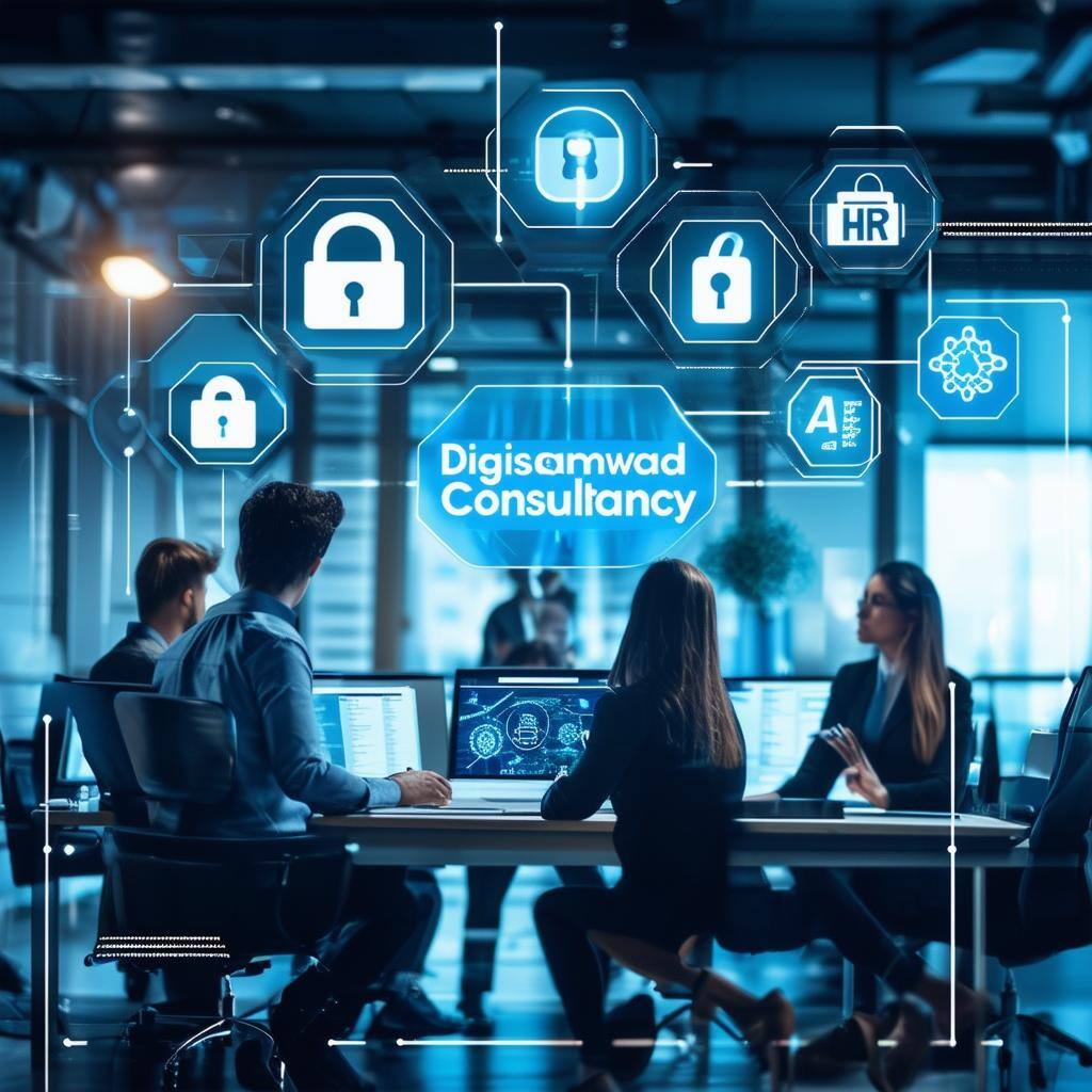 A modern office environment showcasing a diverse team working together with AI elements subtly integrated-1 A modern office environment showcasing a diverse team working together with AI elements subtly integrated-1